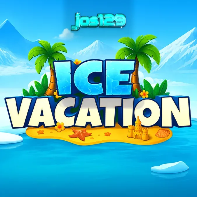 Tampilan antarmuka permainan slot Ice Vacation dengan tema liburan tropis